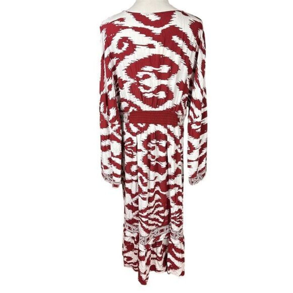 NWT Anthropologie Women's Red Printed Front Ring Kaftan Cover Up Kimono Size M/L - Picture 5 of 10